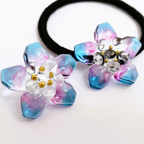 大人可愛いレジン！うるつや花ヘアゴムの作り方【グリーンオーシャンの波石ストーンシリコンモールドを活用】