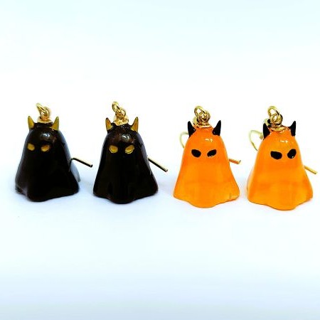 ハロウィンにぴったり！ツノが可愛いシーツお化けピアスの作り方【グリーンオーシャンのシリコンモールド】