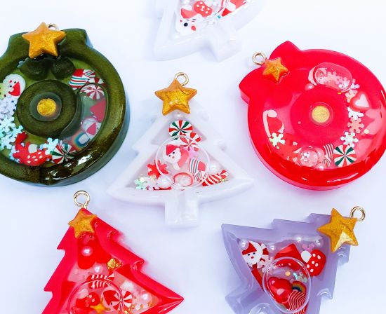 ツリー＆リースのクリスマスオーナメントの作り方【レジン＆100均シリコンモールド使用】