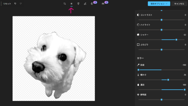 ①印刷した画像をデコパージュ液でコーティングする