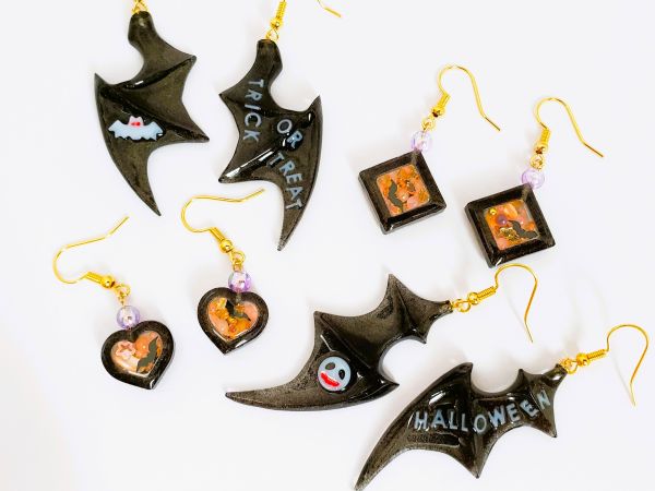 ハロウィンにぴったりのコウモリピアス2種に必要な材料・道具